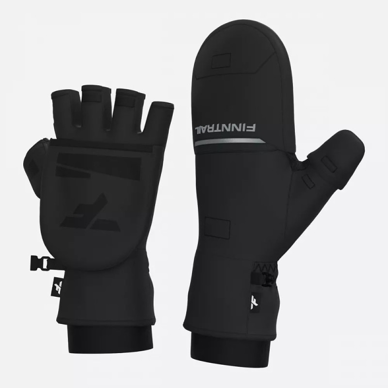 Перчатки с откидным верхом Finntrail Optymus 2702 Graphite, ткань Софтшелл, черный, размер S
