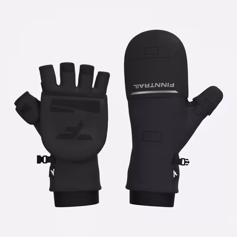 Перчатки с откидным верхом Finntrail Optymus 2702 Graphite, ткань Софтшелл, черный, размер XL