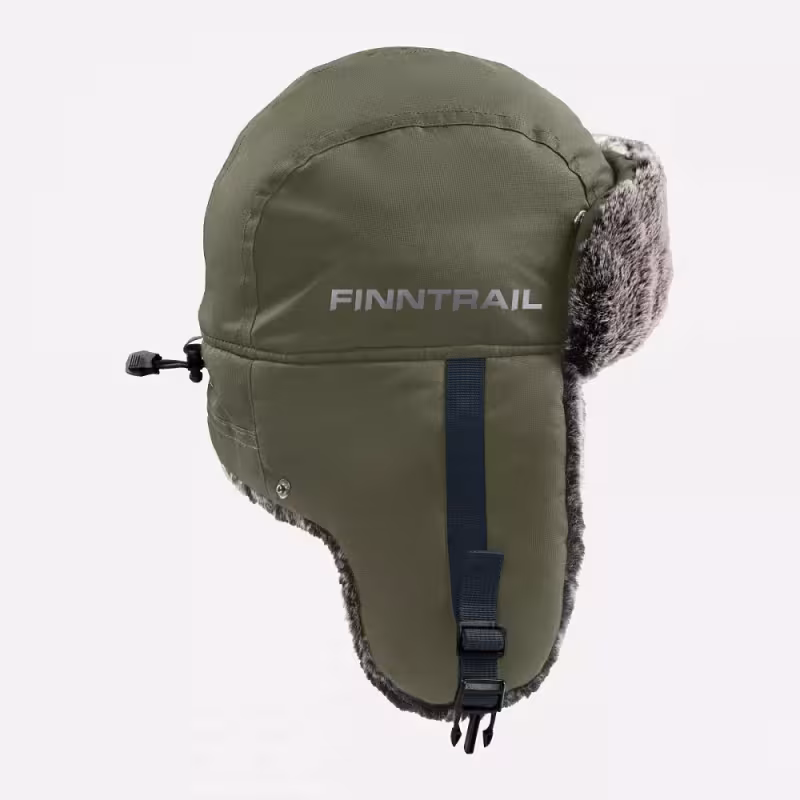 Шапка-ушанка Finntrail Hat Terra 2950 Khaki, мембрана Нard-Tex, хаки, размер M-L