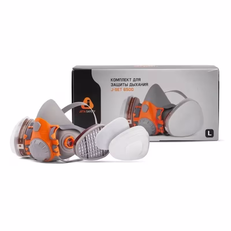 Респиратор Jeta Safety J-SET 6500 размер L: полумаска, фильтры А1, предфильтры P2, держатели