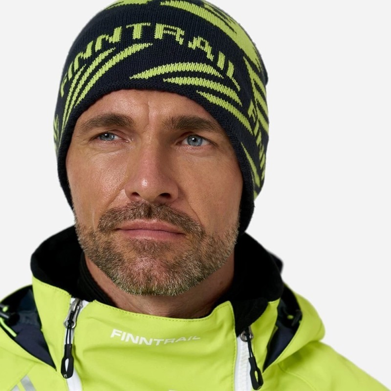 Шапка Finntrail Daily 9727 GraphiteYellow, акрил, черный/желтый, размер M-L
