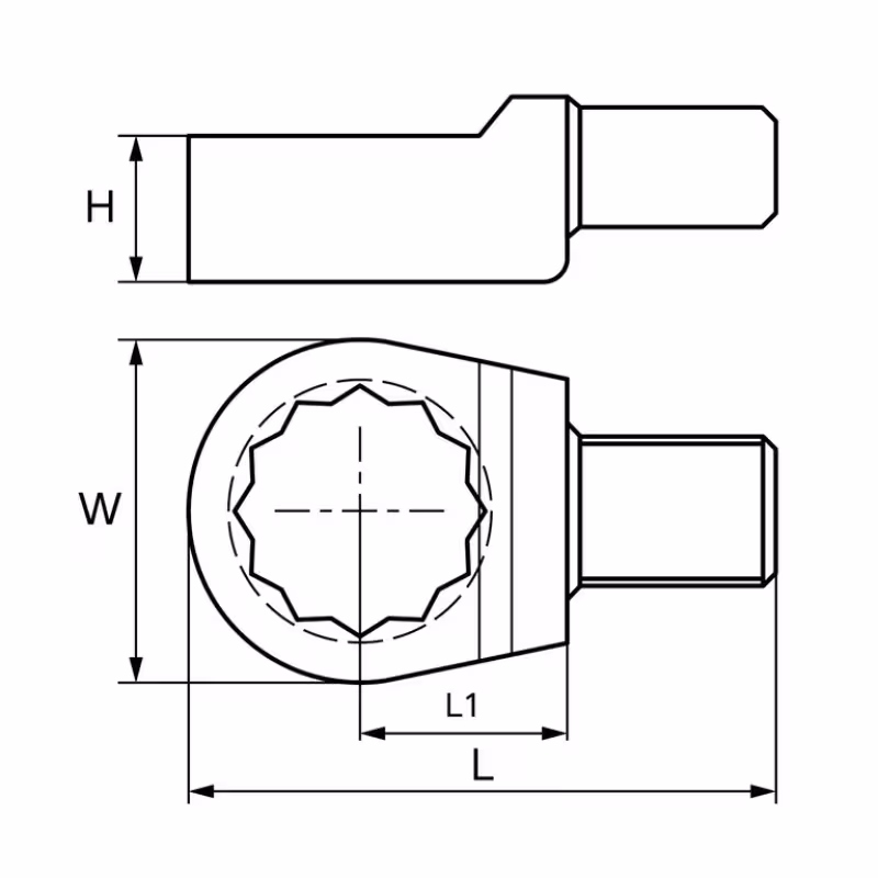 Насадка для динамометрического ключа накидная Garwin 505580-22-14,  22 мм