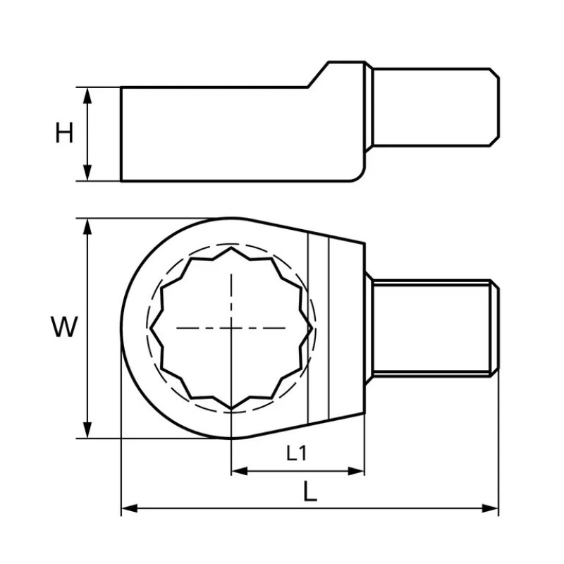 Насадка для динамометрического ключа накидная Garwin 505580-22-14,  22 мм