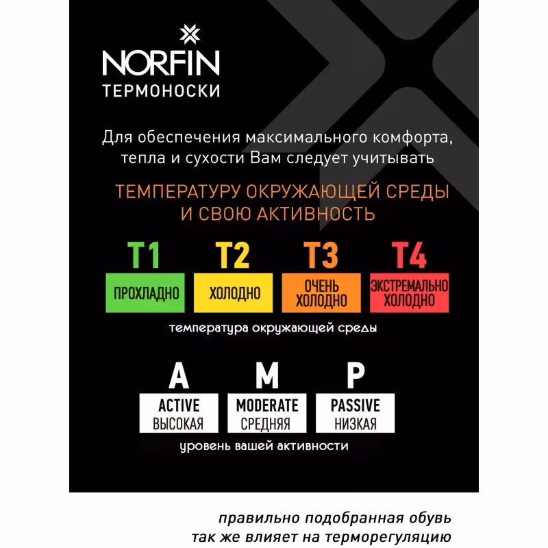 Термоноски Norfin T1M Element Hiking Coolmax Grew, черный, размер 42-44
