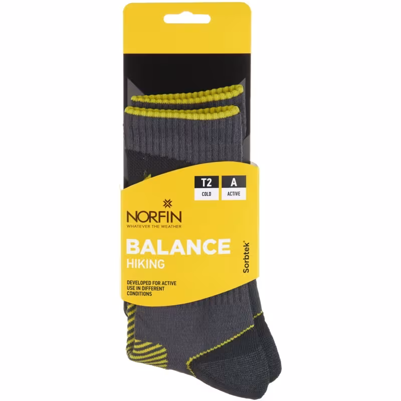 Термоноски Norfin T2A Balance Niking Grew, серый/желтый, размер 45-47