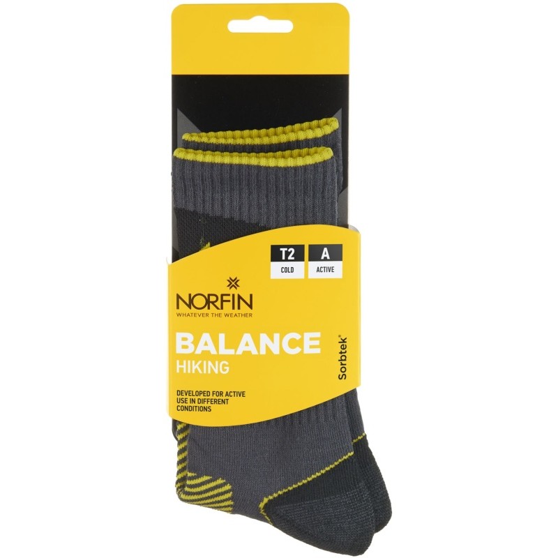 Термоноски Norfin T2A Balance Niking Grew, серый/желтый, размер 45-47