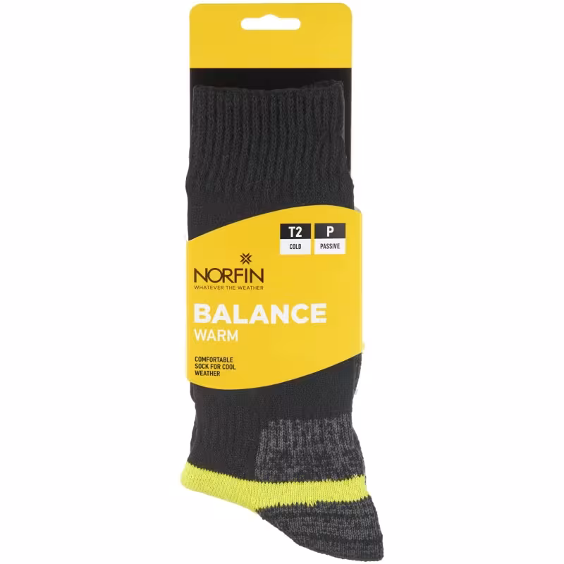 Термоноски Norfin T2P Balance Warm Crew, черный/желтый, размер 39-41