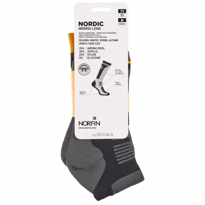 Термоноски Norfin T3M Nordic Merino Long, серый, размер 39-41