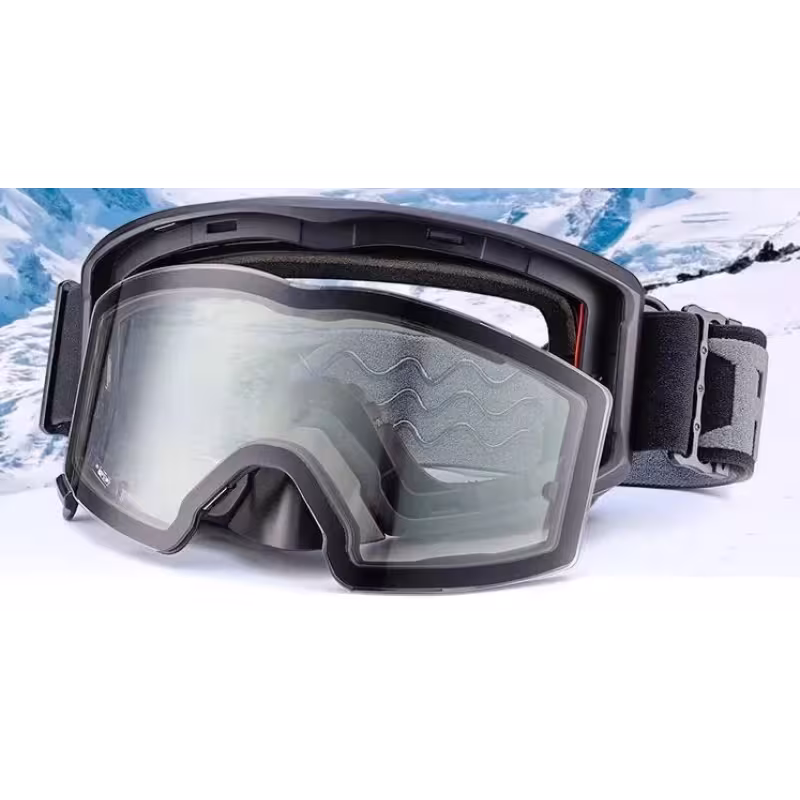 Мотоочки с подогревом RSX Polestar Winter V2, черный, прозрачный (версия 2)