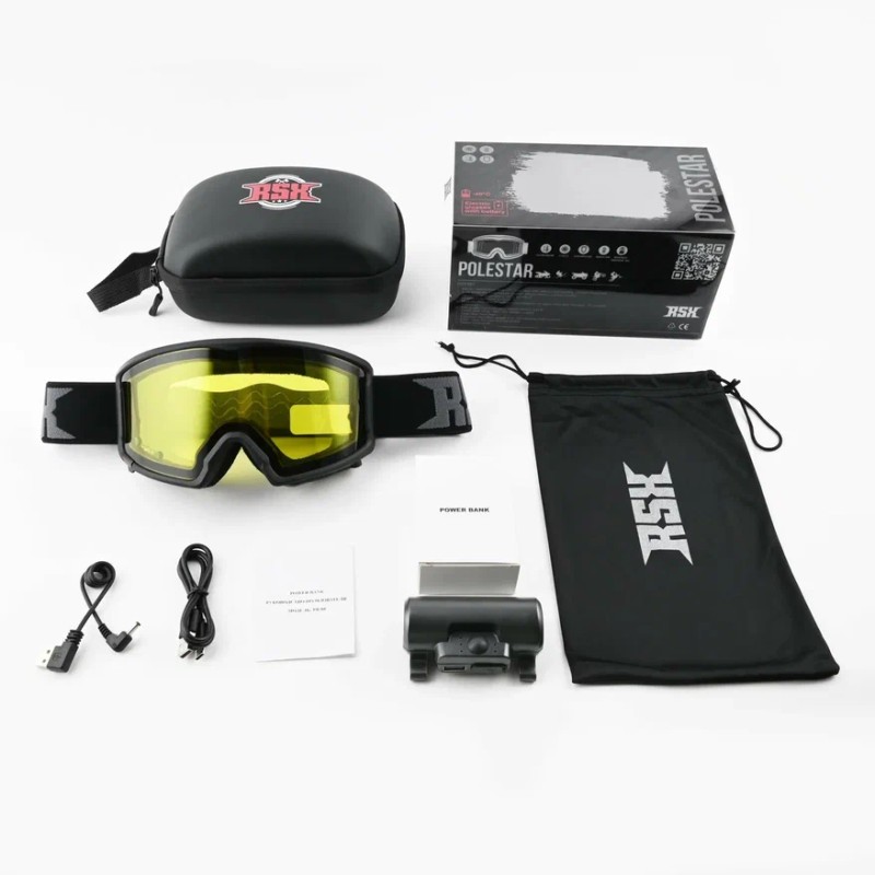 Мотоочки с подогревом RSX Polestar Winter, черный, желтый