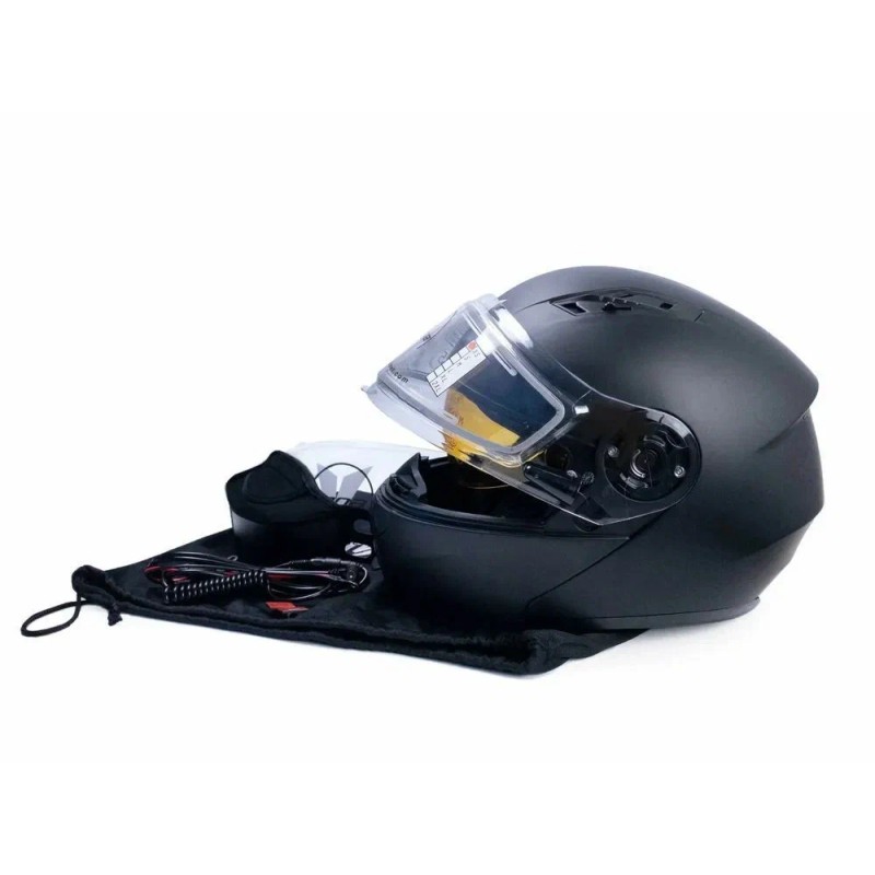 Мотошлем зимний с подогревом RSX Spark Winter, черный, размер L