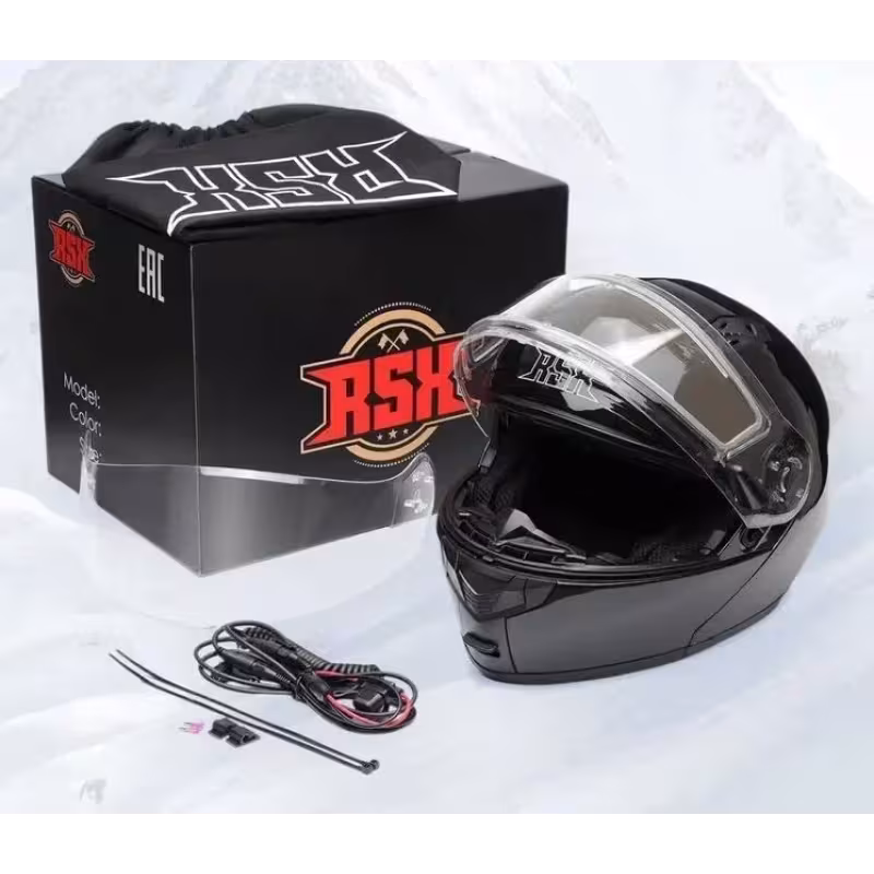 Мотошлем зимний с подогревом RSX Spark Winter, черный, размер XL