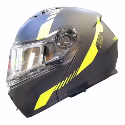 Мотошлем зимний с подогревом RSX Spark Winter, черный/желтый, размер XL