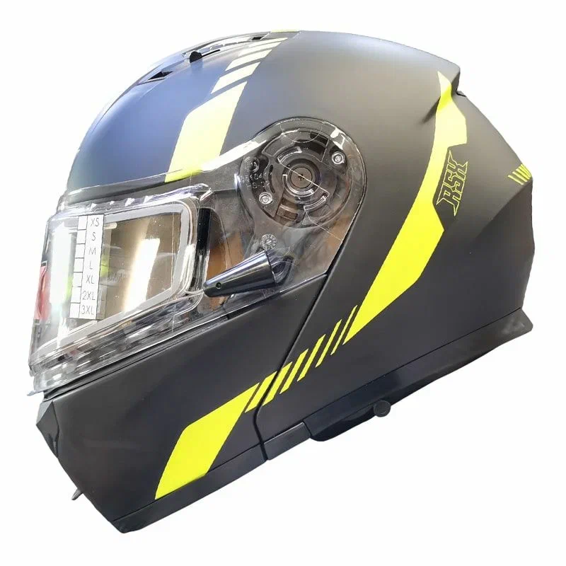 Мотошлем зимний с подогревом RSX Spark Winter, черный/желтый, размер XL