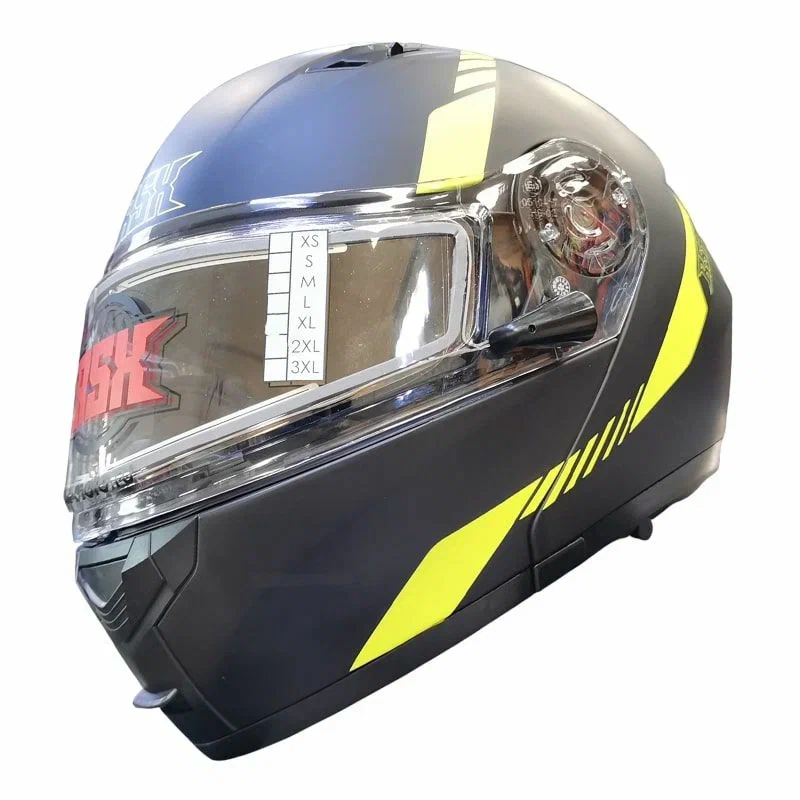 Мотошлем зимний с подогревом RSX Spark Winter, черный/желтый, размер XL