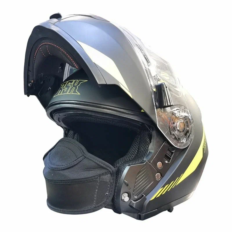 Мотошлем зимний с подогревом RSX Spark Winter, черный/желтый, размер XL