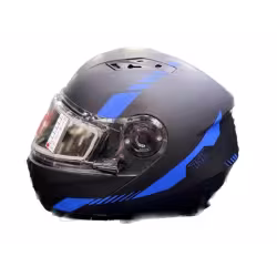 Мотошлем зимний с подогревом RSX Spark Winter, черный/синий, размер М