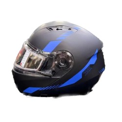 Мотошлем зимний с подогревом RSX Spark Winter, черный/синий, размер М