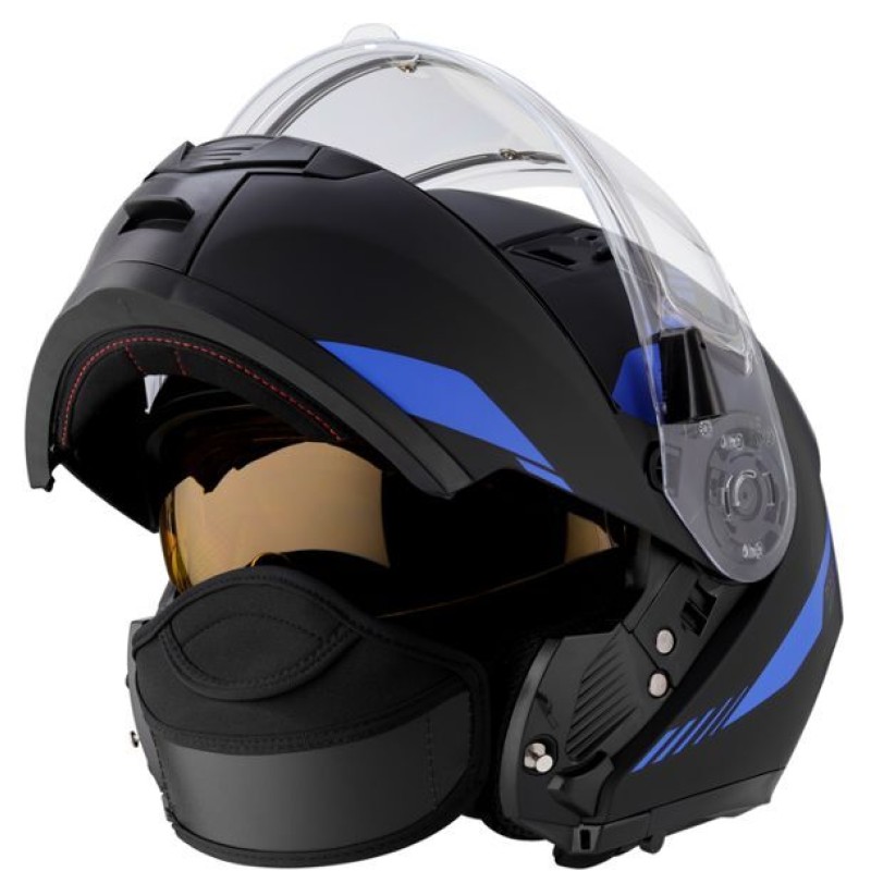 Мотошлем зимний с подогревом RSX Spark Winter, черный/синий, размер М