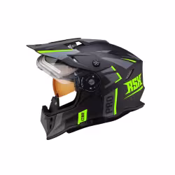 Мотошлем зимний с подогревом RSX Iceman Winter, черный/зеленый матовый, размер L