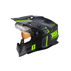 Мотошлем зимний с подогревом RSX Iceman Winter, черный/зеленый матовый, размер L