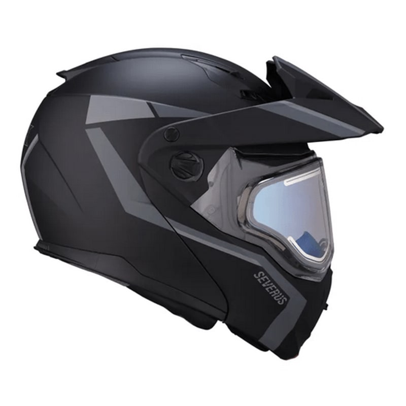 Мотошлем зимний с подогревом RSX Severus, черный/серый матовый, размер M