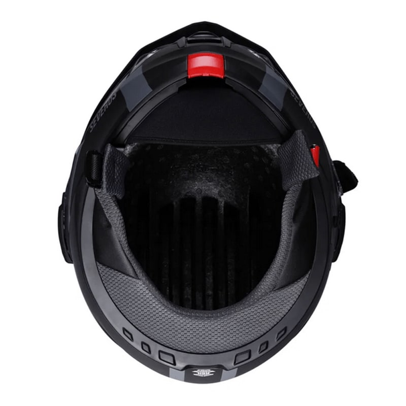 Мотошлем зимний с подогревом RSX Severus, черный/серый матовый, размер L