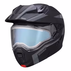 Мотошлем зимний с подогревом RSX Severus, черный/серый матовый, размер XL