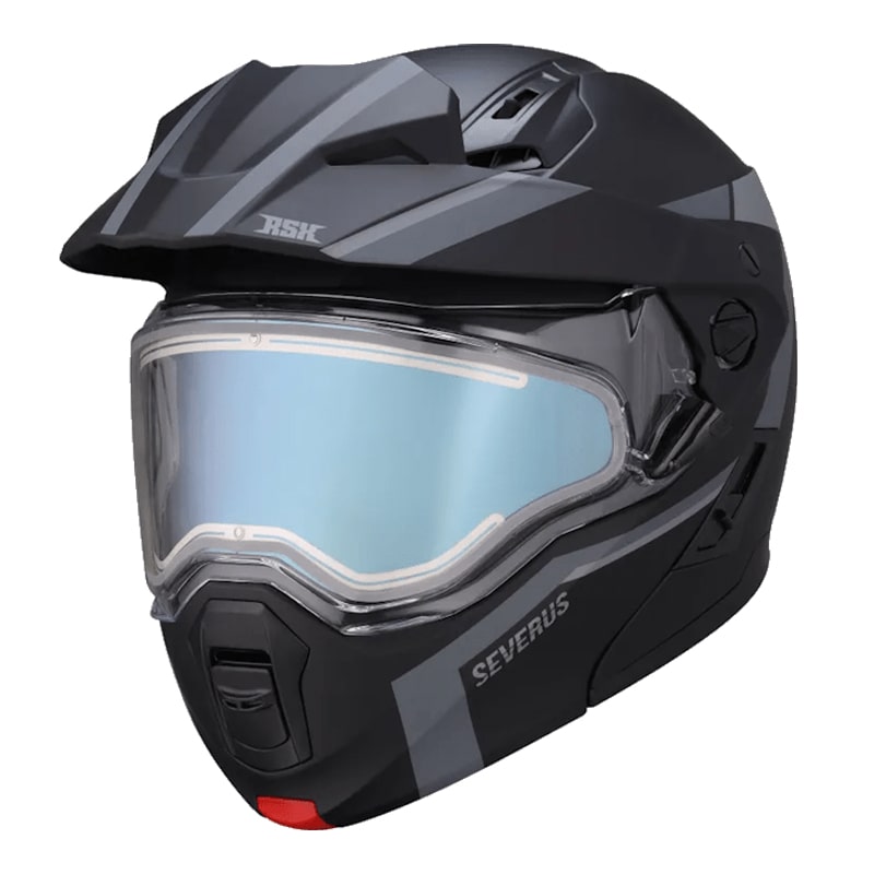 Мотошлем зимний с подогревом RSX Severus, черный/серый матовый, размер XL