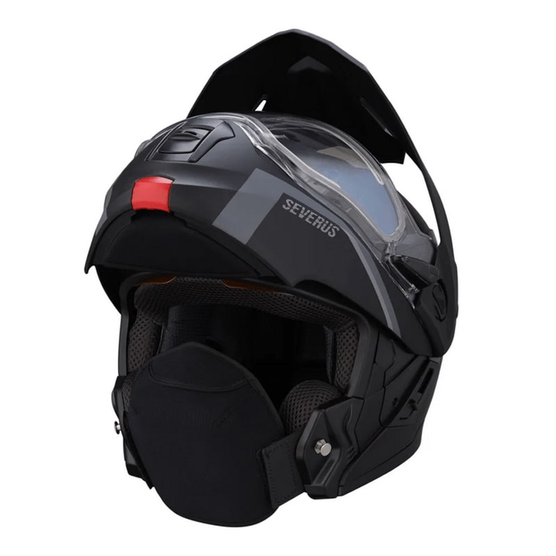 Мотошлем зимний с подогревом RSX Severus, черный/серый матовый, размер 2XL