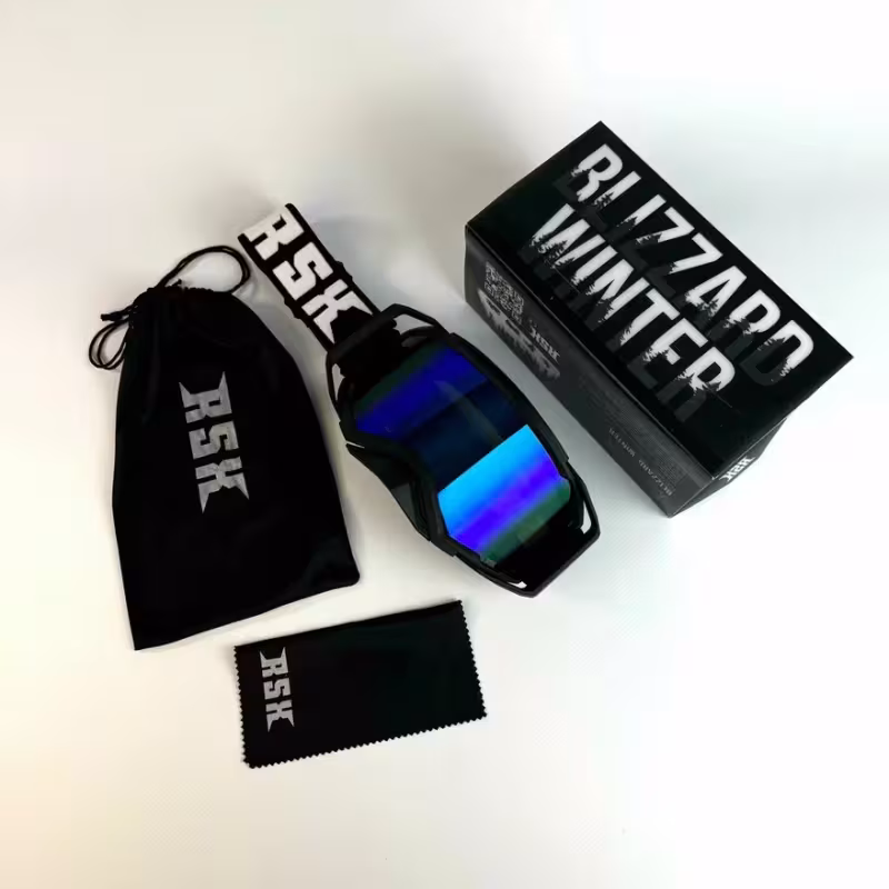 Мотоочки с аутригерами RSX Blizzard Winter, черный/зеркально-синий