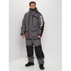 Костюм мужской Huntsman Siberia, ткань Breathable, серый/черный, размер 60-62, 182-188 см