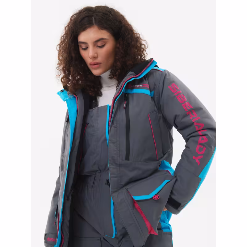 Костюм женский Huntsman Siberia Lady, ткань Breathable, серый/голубой, размер 44-46, 170-176 см