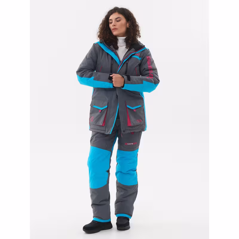 Костюм женский Huntsman Siberia Lady, ткань Breathable, серый/голубой, размер 44-46, 170-176 см