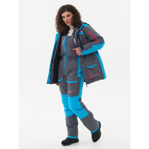 Костюм женский Huntsman Siberia Lady, ткань Breathable, серый/голубой, размер 48-50, 170-176 см