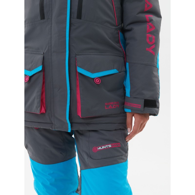 Костюм женский Huntsman Siberia Lady, ткань Breathable, серый/голубой, размер 52-54, 170-176 см