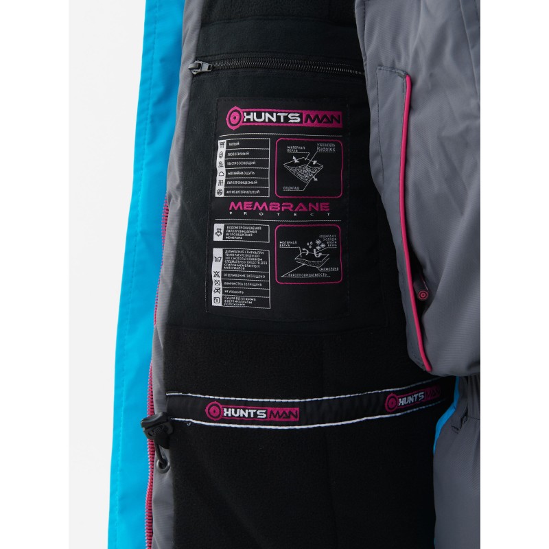 Костюм женский Huntsman Siberia Lady, ткань Breathable, серый/голубой, размер 56-58, 170-176 см