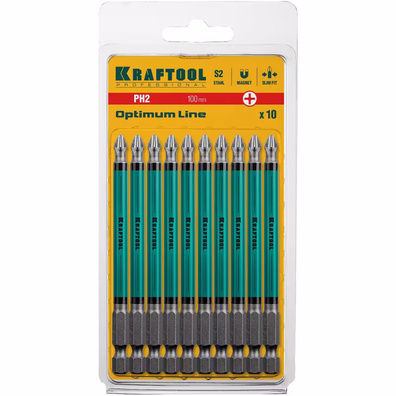 Биты Kraftool Optimum Line PH-2,  тип E, 100 мм, 1/4