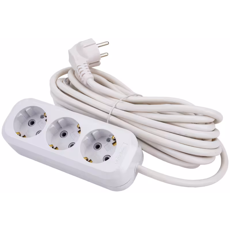 Удлинитель сетевой трехместный с заземлением UNIVersal Е-303А (16А, 220В, 7 м)