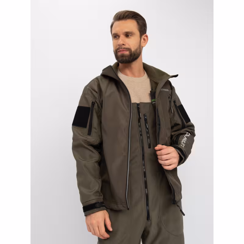 Куртка мужская Huntsman Камелот, Softshell, хаки, размер 56-58, 182 см