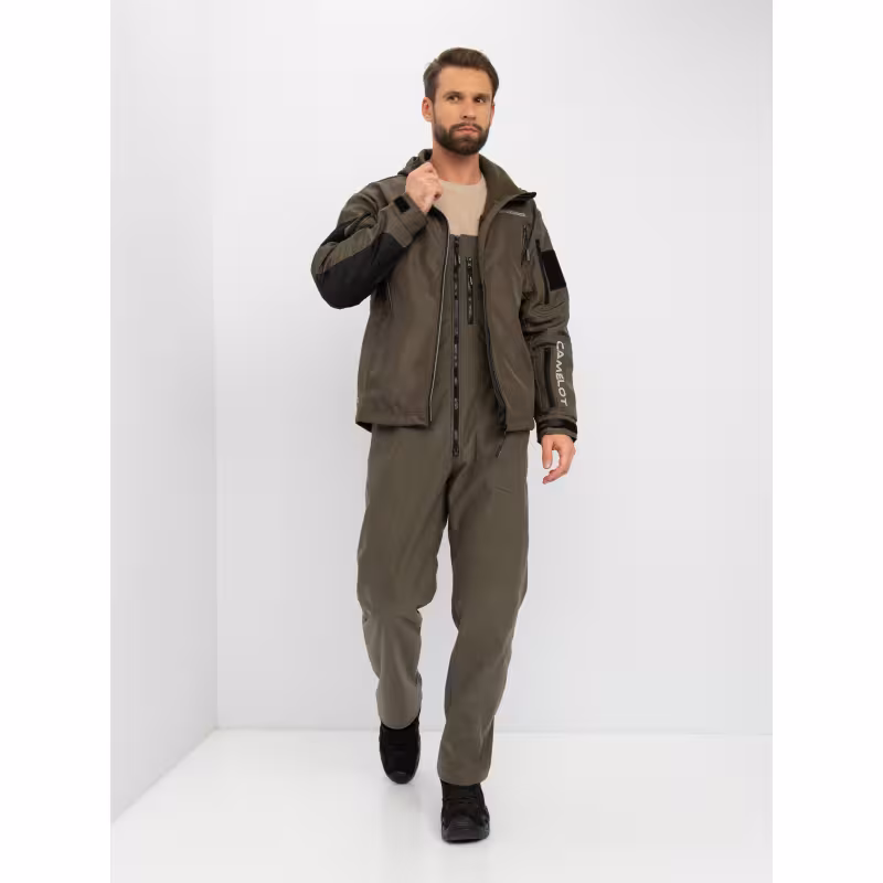 Куртка мужская Huntsman Камелот, Softshell, хаки, размер 56-58, 182 см