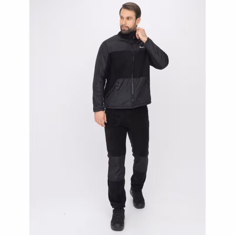 Куртка мужская Huntsman Пикник Люкс, флис, черный, размер 60-62, 182-188 см