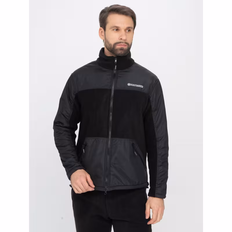 Куртка мужская Huntsman Пикник Люкс, флис, черный, размер 60-62, 182-188 см