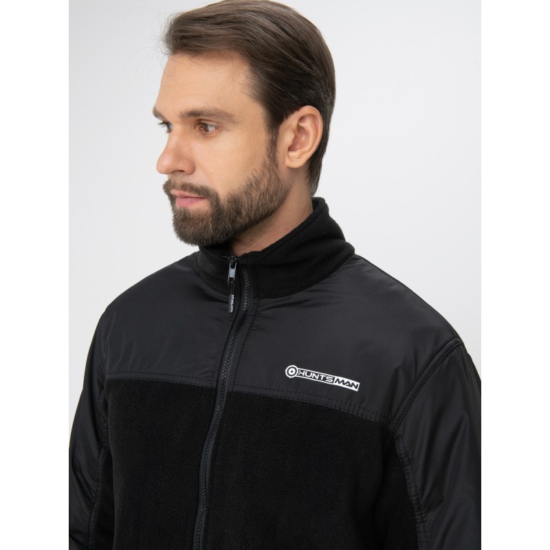 Куртка мужская Huntsman Пикник Люкс, флис, черный, размер 60-62, 182-188 см