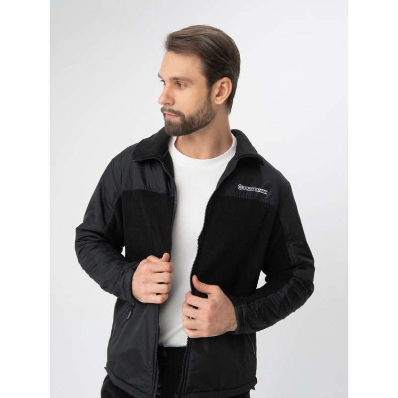 Куртка мужская Huntsman Пикник Люкс, флис, черный, размер 60-62, 182-188 см