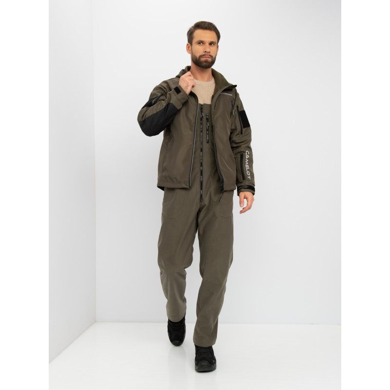 Куртка мужская Huntsman Камелот, Softshell, хаки, размер 52-54, 182 см