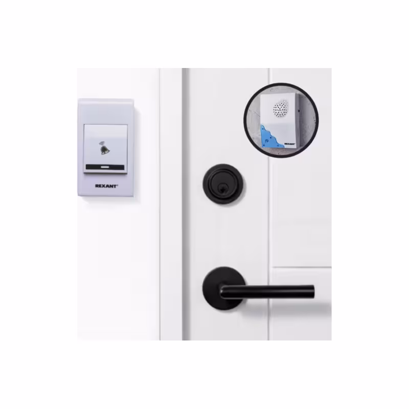 Звонок дверной беспроводной Rexant RX-1 73-0010, 32 мелодии, белый/синий