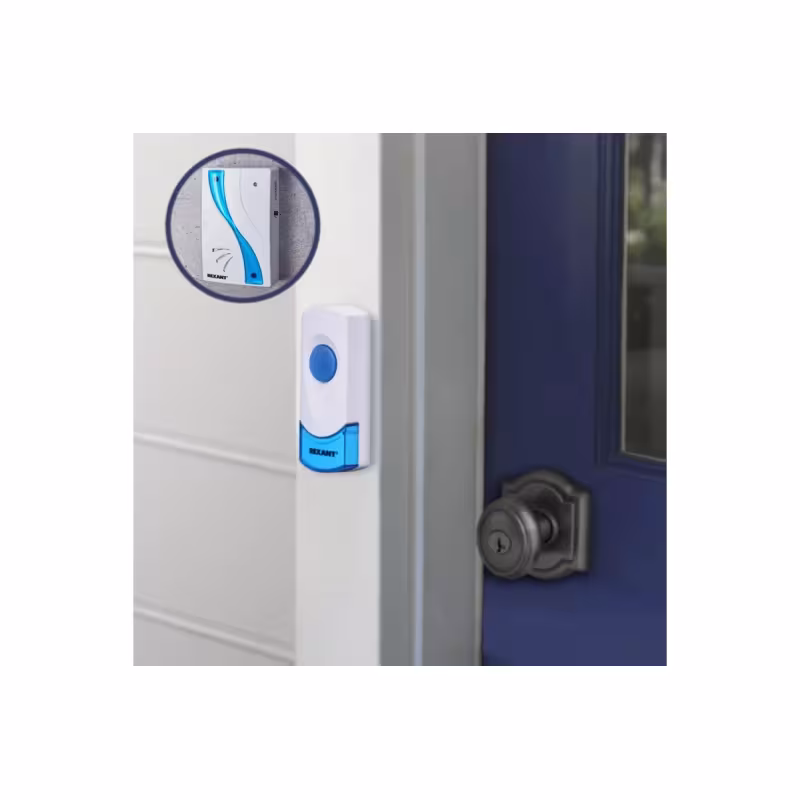 Звонок дверной беспроводной Rexant RX-2 73-0020, 32 мелодии, белый/синий