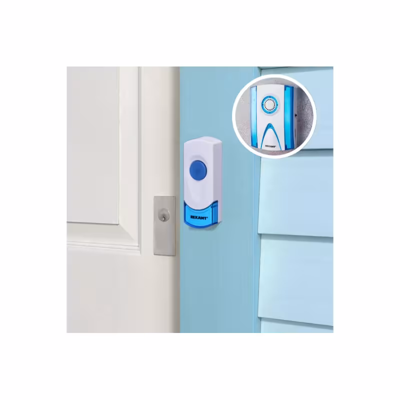 Звонок дверной беспроводной Rexant RX-3 73-0030, 32 мелодии, белый/синий