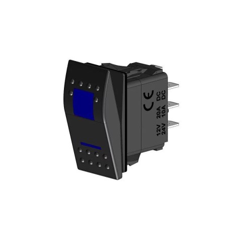 Кнопка включения трехпозиционная, синий светодиод